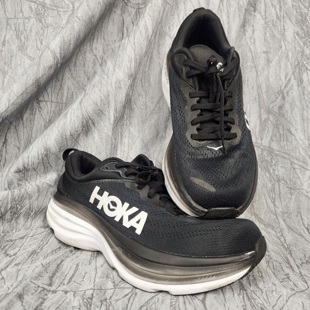 Hoka One One Bondi 8 Men's Size 9D Running Shoes Black Athleisure Gorpcore